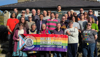 Members of Singing Proud Choir gathered outside for a group photo